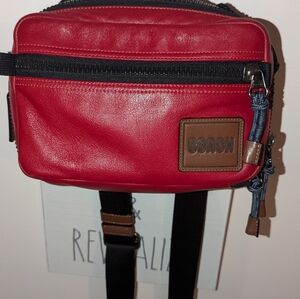 Coach red leather crossbody